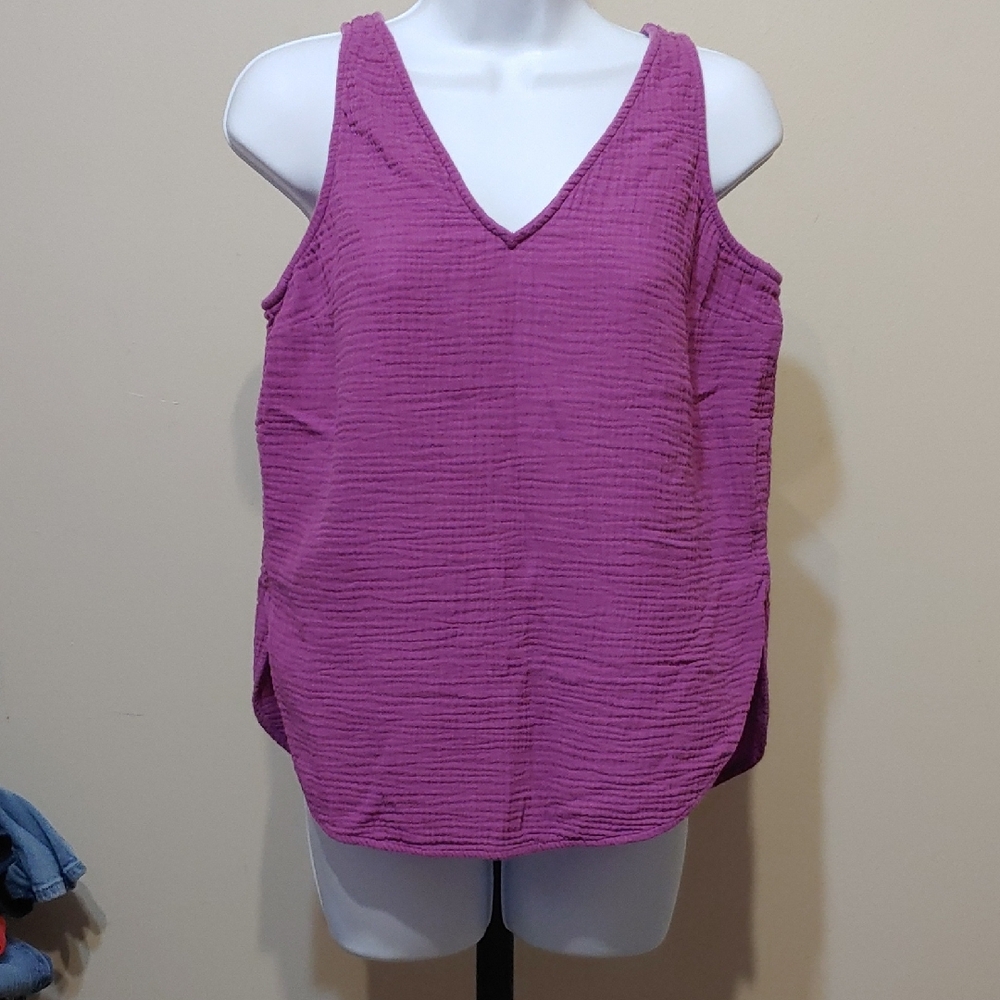 Old Navy Women's Cotton Guaze Magenta Tank Top